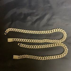 20 Inch & 16 Inch Solid 18k Gold Cuban Link Chain w/ Double Sided CZ Stones